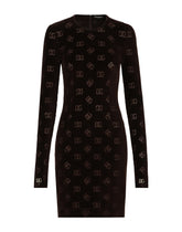 Short chenille jacquard dress with DG logo -  | Dolce & Gabbana