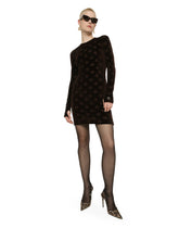 Short chenille jacquard dress with DG logo -  | Dolce & Gabbana