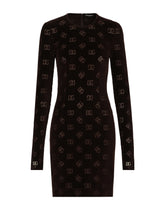 Short chenille jacquard dress with DG logo -  | Dolce &amp; Gabbana