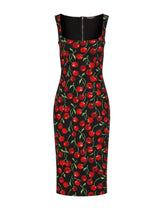 Cherry-print jersey midi dress -  | Dolce & Gabbana