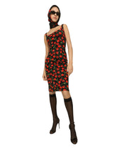 Cherry-print jersey midi dress -  | Dolce & Gabbana