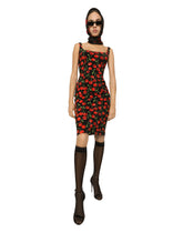 Cherry-print jersey midi dress -  | Dolce & Gabbana