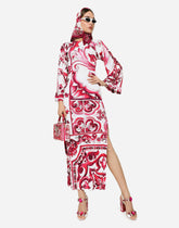 Long Majolica-print organzine dress -  | Dolce &amp; Gabbana