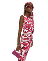 Long Majolica-print organzine dress -  | Dolce &amp; Gabbana