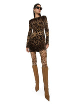Short chenille jacquard dress with DG logo -  | Dolce &amp; Gabbana