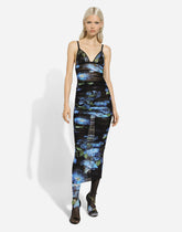 Tulle slip dress with bluebell print -  | Dolce & Gabbana