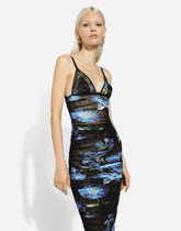 Tulle slip dress with bluebell print -  | Dolce & Gabbana