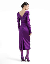 Stretch satin longuette dress -  | Dolce &amp; Gabbana