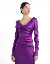 Stretch satin longuette dress -  | Dolce &amp; Gabbana
