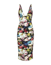 Charmeuse slip dress with nocturnal flower print -  | Dolce & Gabbana