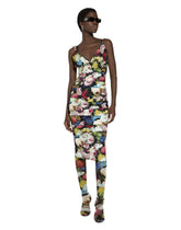 Charmeuse slip dress with nocturnal flower print -  | Dolce & Gabbana