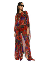Chiffon caftan with anemone print -  | Dolce & Gabbana