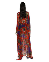 Chiffon caftan with anemone print -  | Dolce & Gabbana