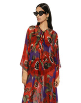 Chiffon caftan with anemone print -  | Dolce & Gabbana