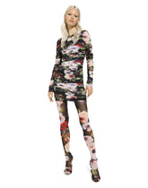 Short tulle dress with draping and rose garden print -  | Dolce &amp; Gabbana