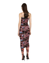 Tulle slip dress with draping and vintage rose print -  | Dolce & Gabbana