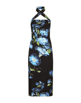 Charmeuse sheath dress with bluebell print -  | Dolce & Gabbana