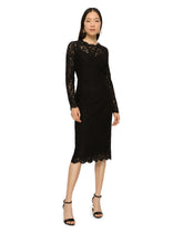Long-sleeved calf-length dress in cordonetto lace -  | Dolce &amp; Gabbana
