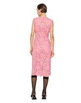 Branded stretch lace calf-length dress -  | Dolce &amp; Gabbana