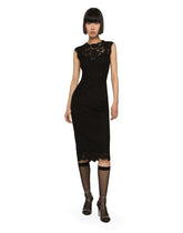 Branded stretch lace calf-length dress -  | Dolce &amp; Gabbana