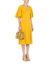 Solid-coloured dress with pleated sleeves -  | Dolce & Gabbana
