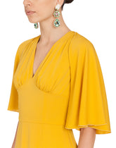 Solid-coloured dress with pleated sleeves -  | Dolce & Gabbana