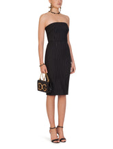 Woolen fabric pinstripe midi dress -  | Dolce &amp; Gabbana