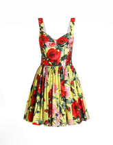 Short corset dress with bouquet print -  | Dolce &amp; Gabbana