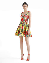 Short corset dress with bouquet print -  | Dolce &amp; Gabbana