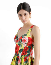 Short corset dress with bouquet print -  | Dolce &amp; Gabbana