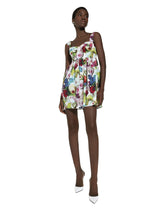 Short cotton corset dress with nocturnal flower print -  | Dolce & Gabbana