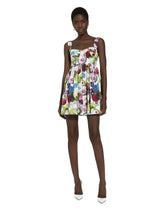 Short cotton corset dress with nocturnal flower print -  | Dolce & Gabbana