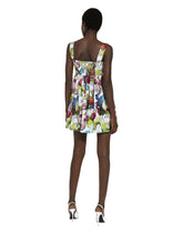 Short cotton corset dress with nocturnal flower print -  | Dolce & Gabbana