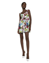 Short cotton corset dress with nocturnal flower print -  | Dolce & Gabbana