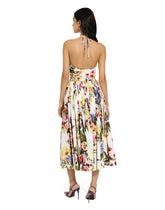 Calf-length cotton dress with garden print -  | Dolce & Gabbana