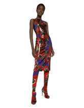 Sequined sheath dress with anemone print -  | Dolce & Gabbana