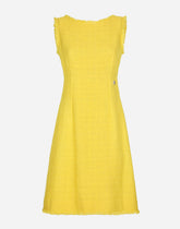 Raschel tweed calf-length dress with DG logo -  | Dolce &amp; Gabbana