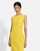 Raschel tweed calf-length dress with DG logo -  | Dolce &amp; Gabbana