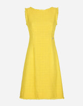 Raschel tweed calf-length dress with DG logo -  | Dolce & Gabbana