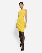 Raschel tweed calf-length dress with DG logo -  | Dolce & Gabbana