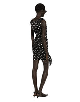 Charmeuse midi dress with draping and polka-dot print -  | Dolce &amp; Gabbana