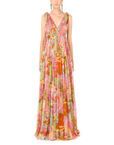 Long 60s-print chiffon dress -  | Dolce & Gabbana
