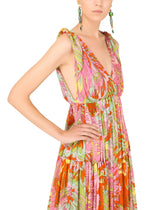 Long 60s-print chiffon dress -  | Dolce & Gabbana