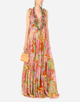 Long 60s-print chiffon dress -  | Dolce &amp; Gabbana