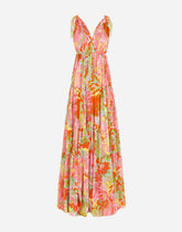 Long 60s-print chiffon dress -  | Dolce &amp; Gabbana