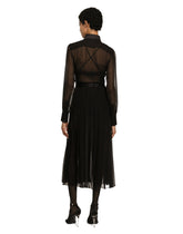 Chiffon calf-length shirt dress with satin details -  | Dolce &amp; Gabbana