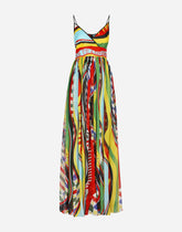 Long Carretto-print slip dress -  | Dolce & Gabbana