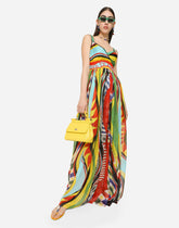 Long Carretto-print slip dress -  | Dolce & Gabbana
