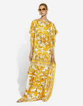 Silk twill caftan with majolica print -  | Dolce &amp; Gabbana