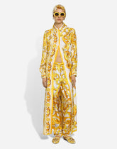 Silk twill caftan shirt with majolica print -  | Dolce &amp; Gabbana